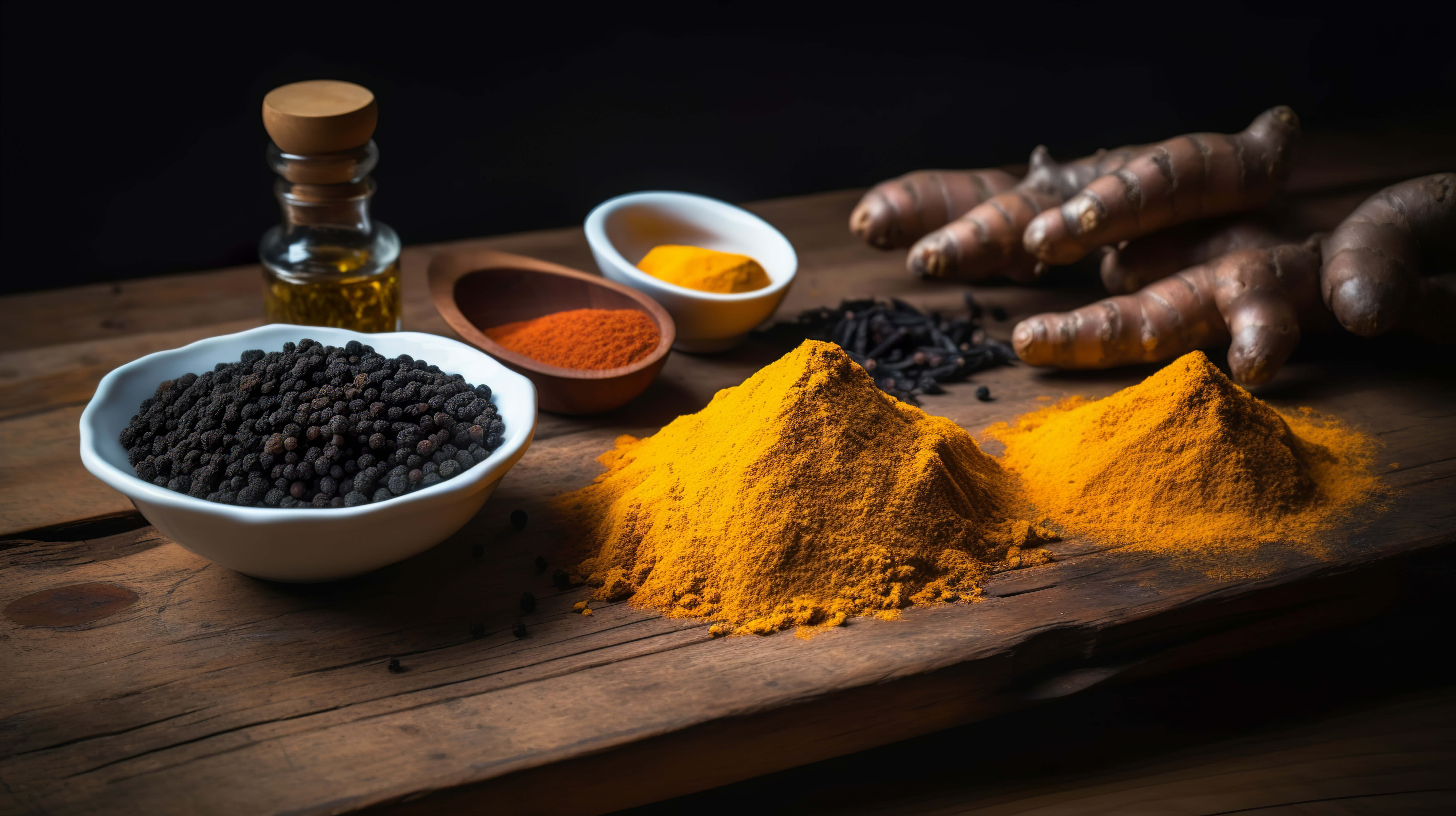 куркума, імбир, перець 