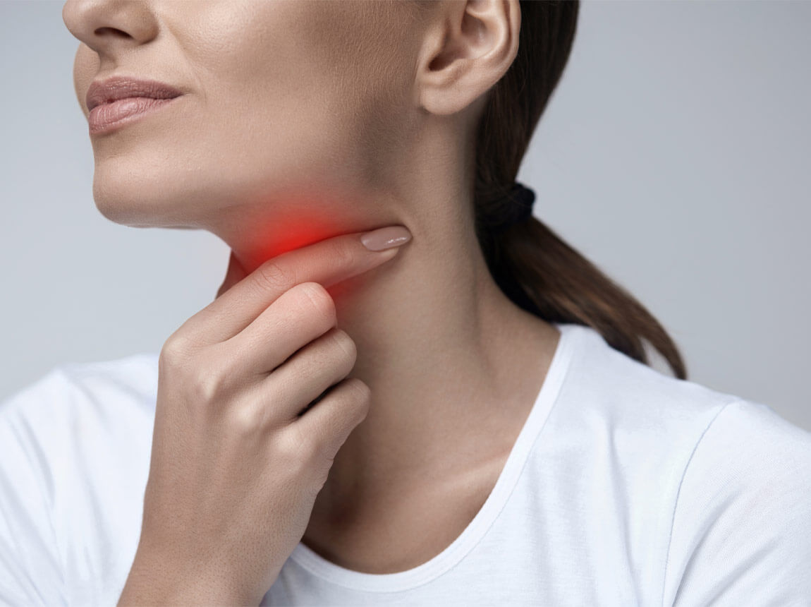 жінка з болем у горлі 