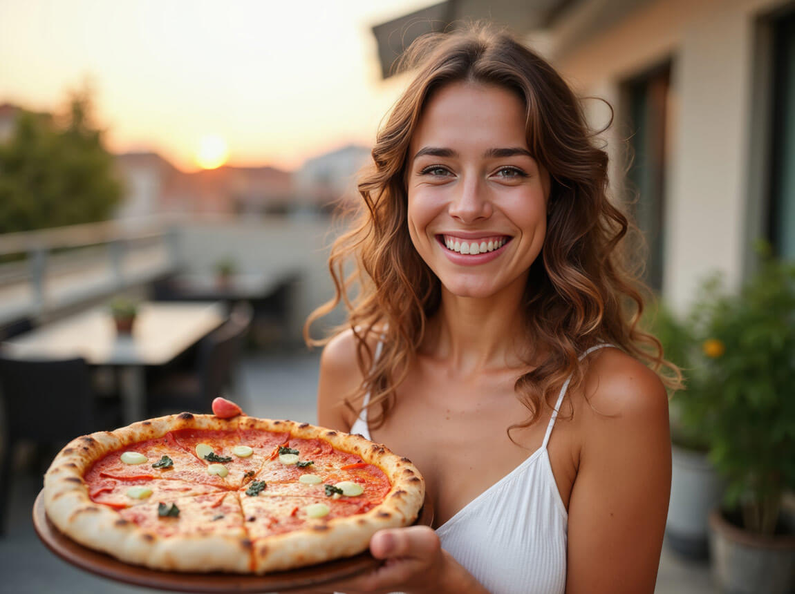 жінка з піцою 