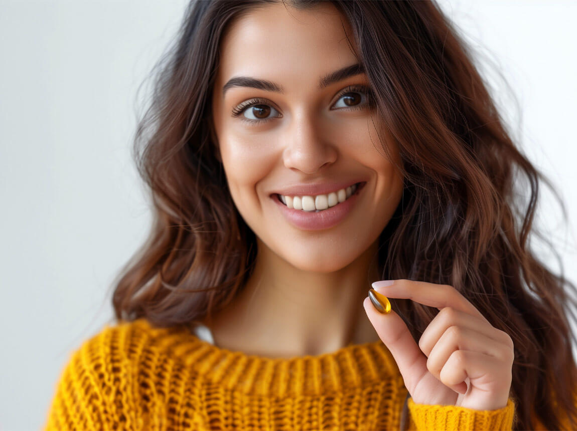 жінка з вітамінною капсулою 