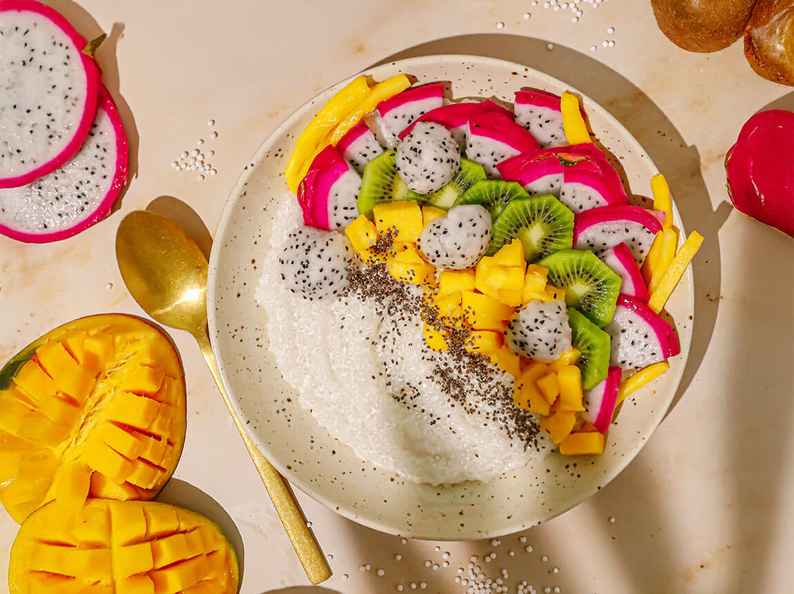 десерт з тапіоки з Whey Isolate Tropical і фруктами