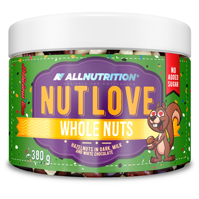 ALLNUTRITION NUTLOVE WHOLENUTS – ЛІСОВІ ГОРІХИ В ТЕМНОМУ, МОЛОЧНОМУ ТА БІЛОМУ ШОКОЛАДІ