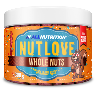 ALLNUTRITION NUTLOVE WHOLENUTS – Мигдаль у темному шоколаді, посипаний малиною