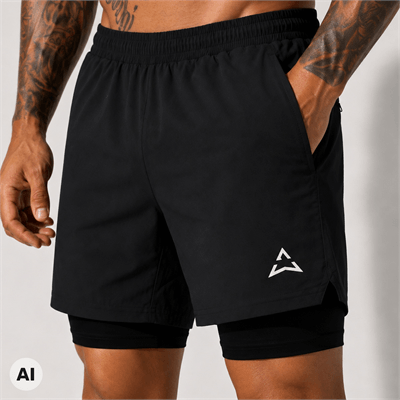 Allwear Шорти Runner 2в1 BLACK